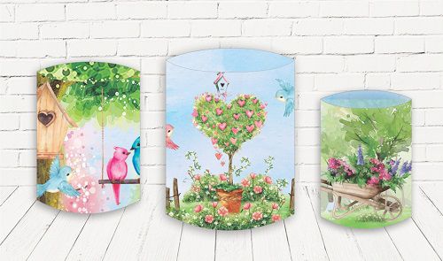 Trio De Capas P/ Cilindros Sublimado Jardim Veste Fácil