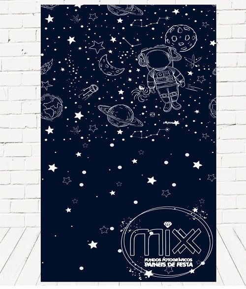 Painel Retangular Decorativo Para Festa Astronauta