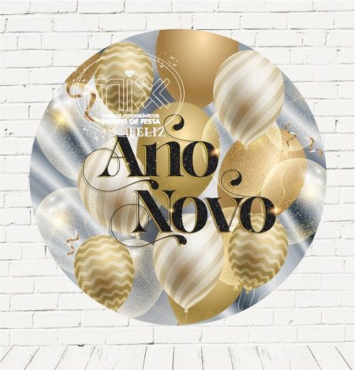 Painel Festa Redondo Sublimado Ano Novo C/elástico