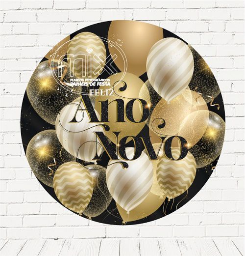 Painel Festa Redondo Sublimado Ano Novo C/elástico
