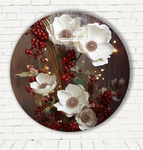 Painel Festa Redondo Sublimado Floral C/elástico