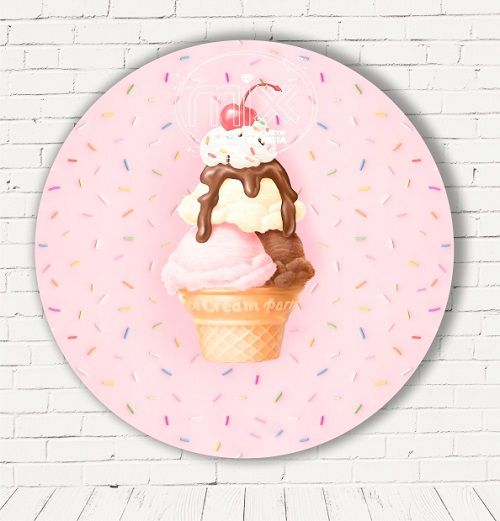 Painel Festa Redondo Sublimado Sorvete Candy C/elástico