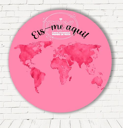 Painel Festa Redondo Sublimado Eis Me Aqui C/elástico