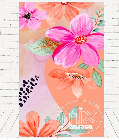 Painel Retangular Decorativo Para Festa Floral