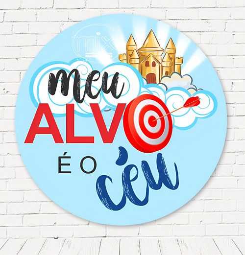 Painel Festa Redondo Sublimado Meu Alvo é o Céu C/elástico