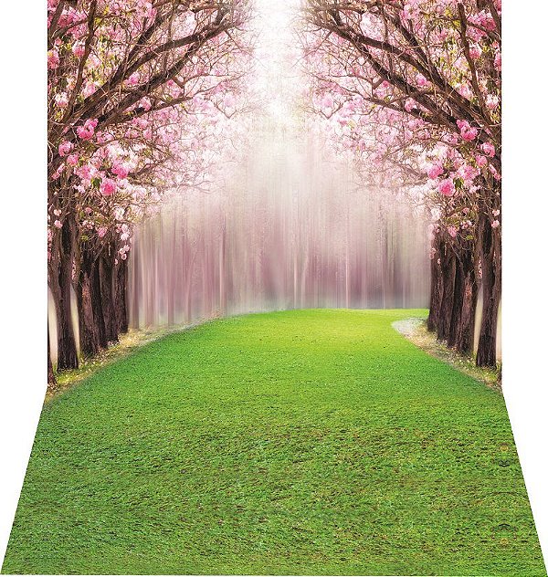 Fundo Fotográfico Vertical Cenário Flores Cerejeiras