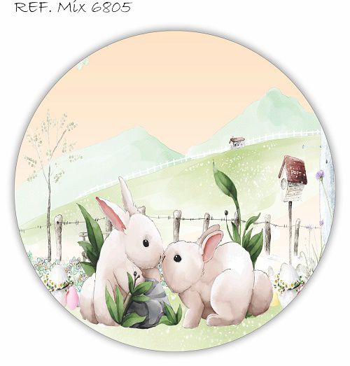 Painel Festa Redondo Sublimado Páscoa C/elástico