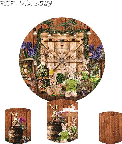 Painel Festa Redondo Sublimado Páscoa C/elástico