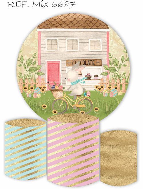 Painel Festa Redondo Sublimado Páscoa C/elástico