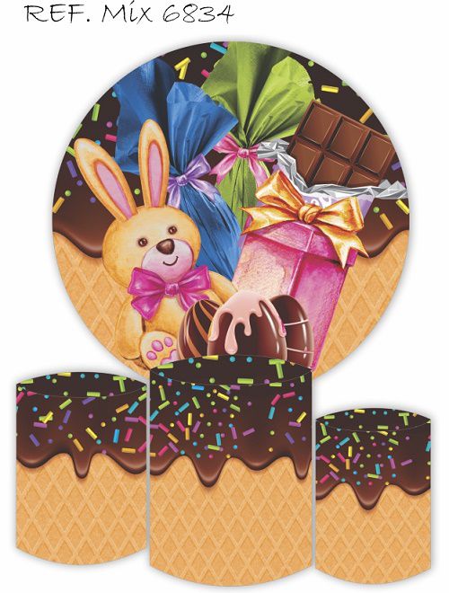 Painel Festa Redondo Sublimado Páscoa C/elástico