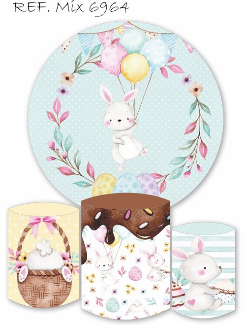 Painel Festa Redondo Sublimado Páscoa C/elástico