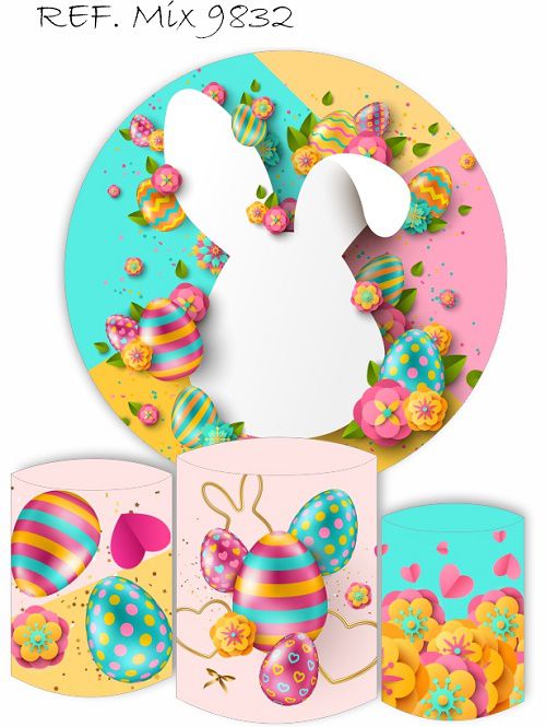 Painel Festa Redondo Sublimado Páscoa C/elástico