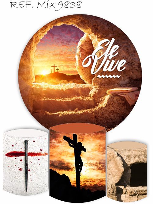 Painel Festa Redondo Sublimado Páscoa C/elástico