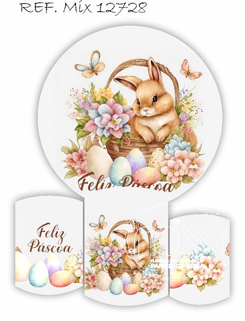Painel Festa Redondo Sublimado Páscoa C/elástico