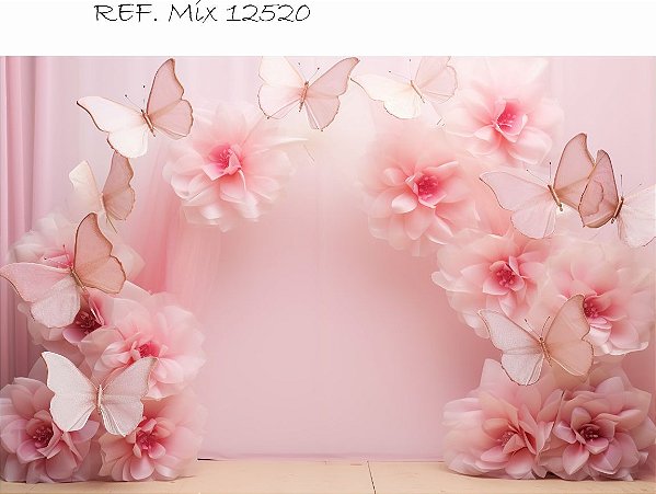 Fundo Fotográfico Cenário Floral Rosa