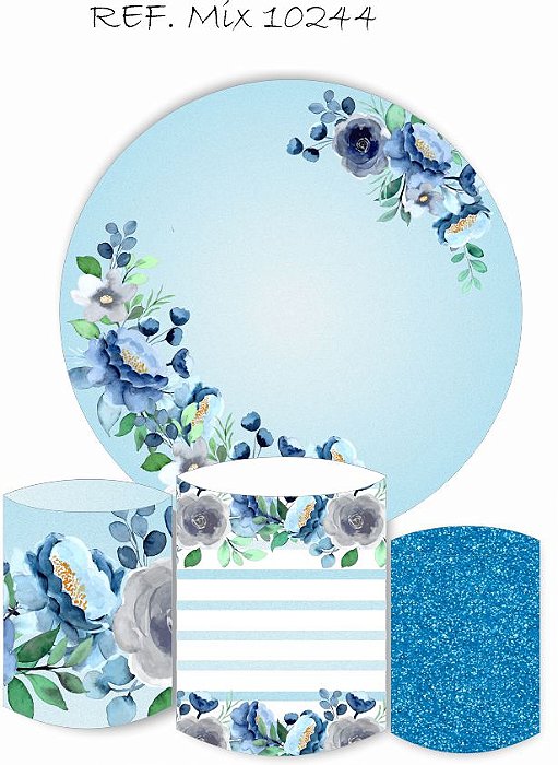 Painel Redondo Sublimado Floral + Trio de Cilindros Veste Fácil