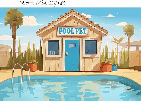 Fundo Fotográfico Cenário Pool Pet