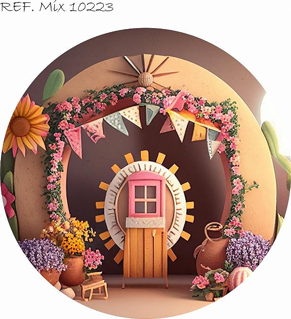 Painel Festa Redondo Sublimado Festa Junina C/elástico