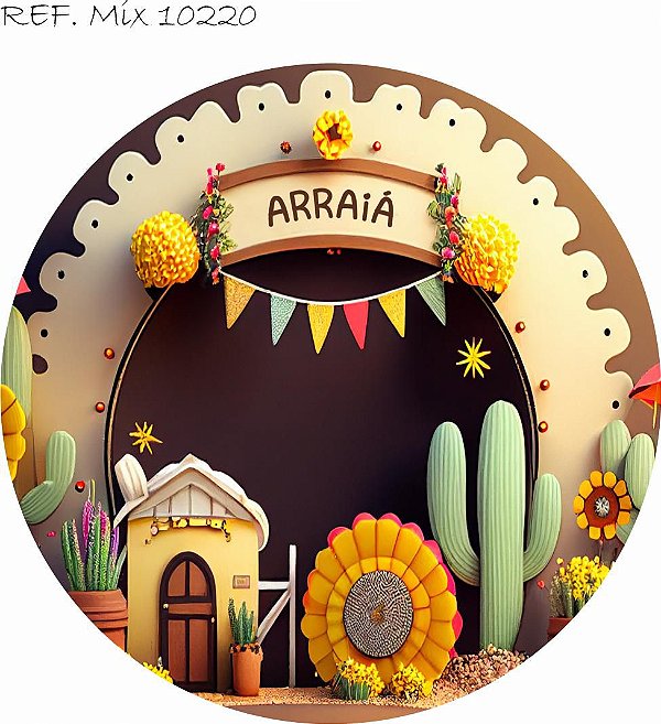 Painel Festa Redondo Sublimado Festa Junina C/elástico