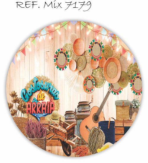 Painel Festa Redondo Sublimado Festa Junina C/elástico