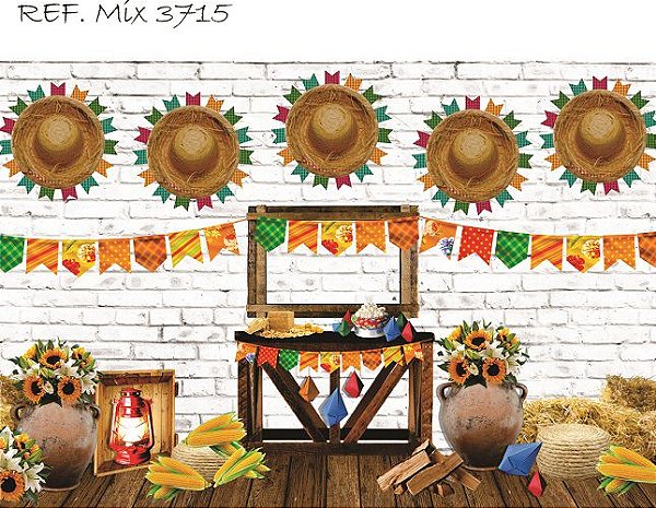 Fundo Fotográfico Sublimado 3D Festa Junina