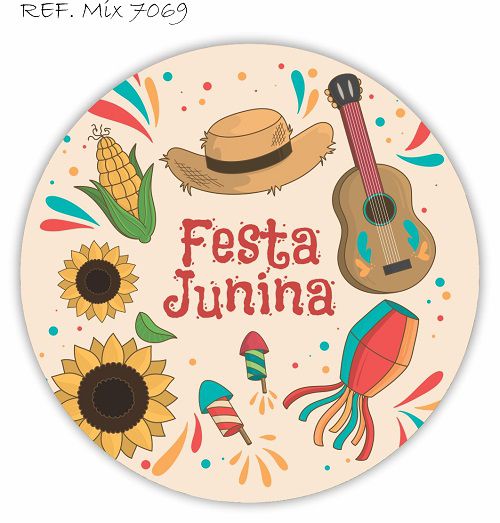 Painel Festa Redondo Sublimado Festa Junina C/elástico
