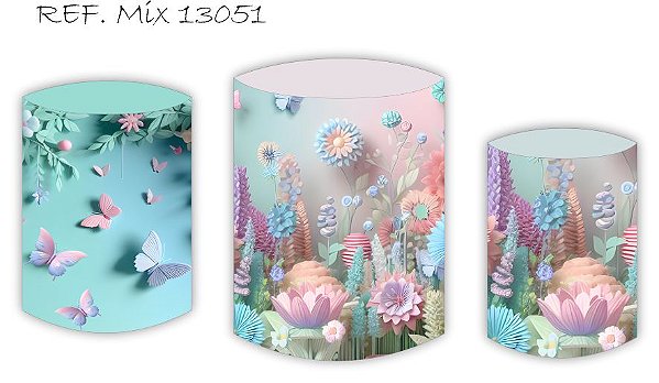 Trio De Capas P/ Cilindros Sublimado Jardim Veste Fácil