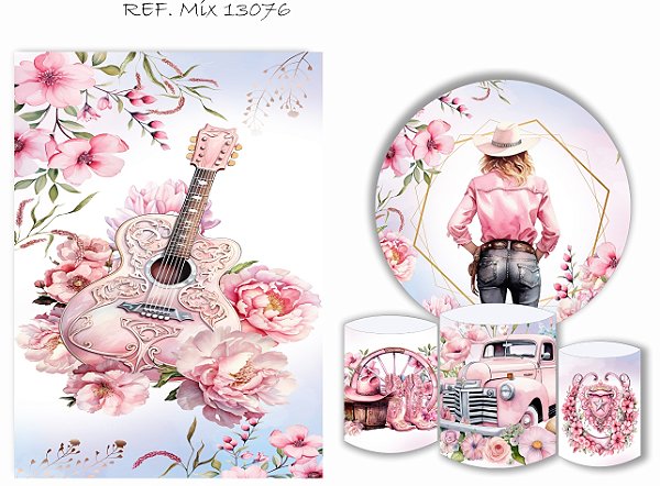 Painel Redondo Sublimado + Trio de Cilindros Veste Fácil + Painel Lateral