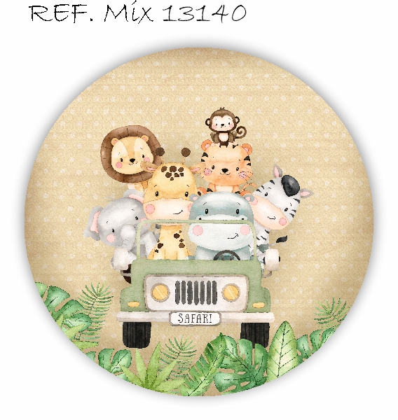 Painel Festa Redondo Sublimado Safari C/elástico