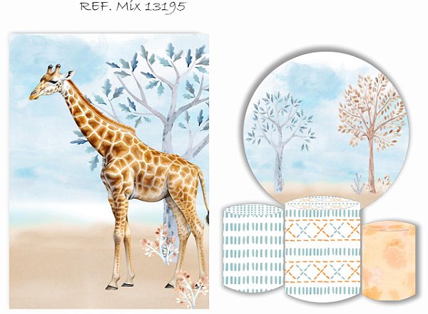 Painel Redondo Sublimado Safari + Trio de Cilindros Veste Fácil + Painel Lateral