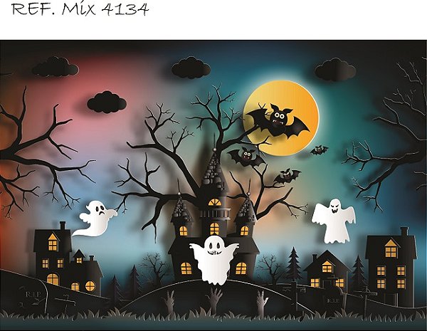 Fundo Fotográfico Sublimado 3D Halloween