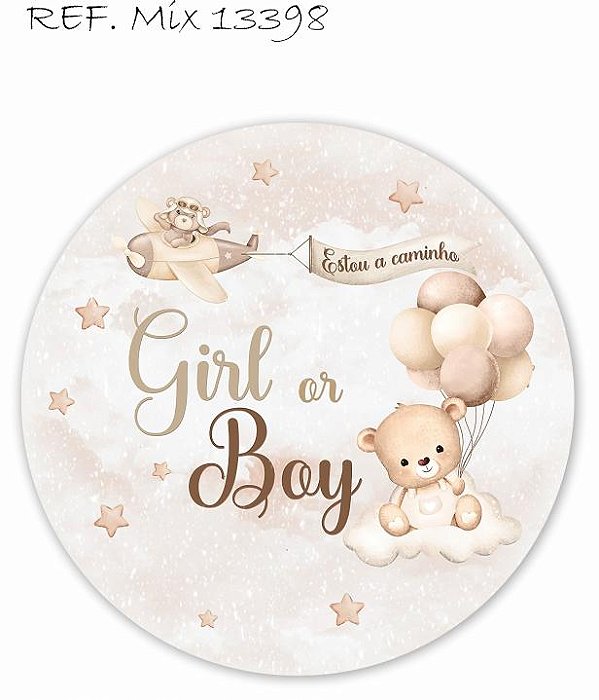 Painel Festa Redondo Sublimado Chá Revelação C/elástico