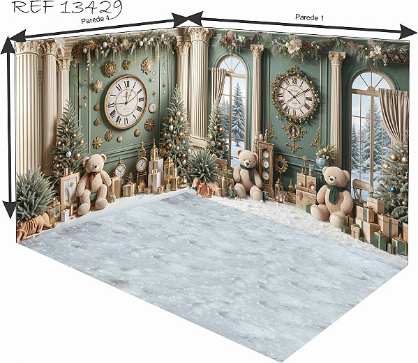Fundo Fotográfico Cenário 3D Natal (parede e chão)