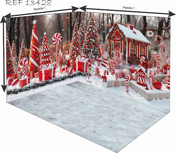 Fundo Fotográfico Cenário 3D Natal (parede e chão)