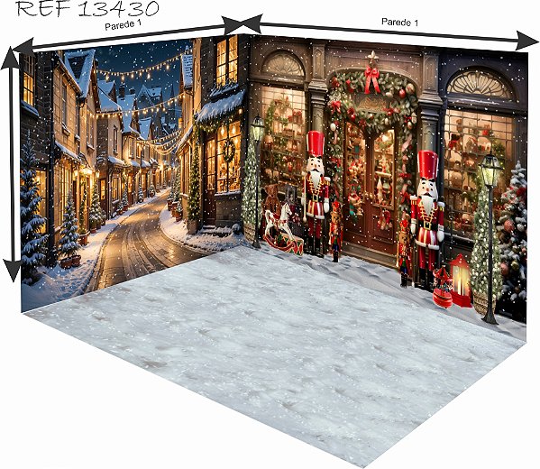 Fundo Fotográfico Cenário 3D Natal (parede e chão)
