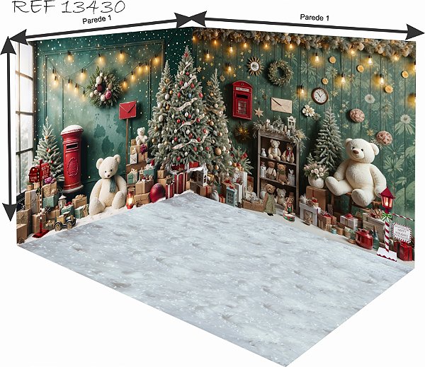Fundo Fotográfico Cenário 3D Natal (parede e chão)