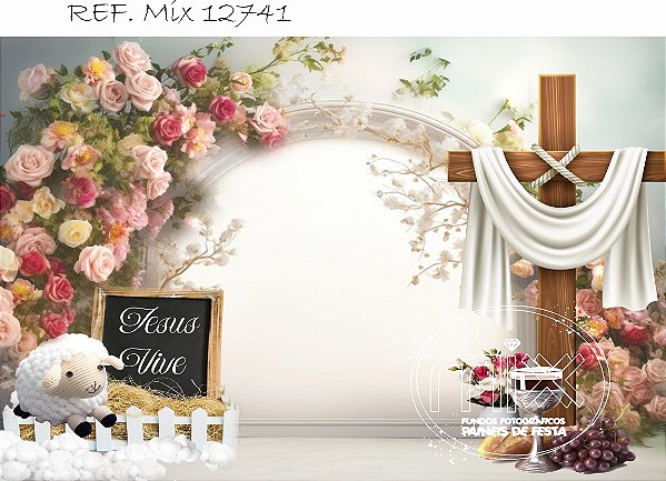 Fundo Fotográfico Sublimado  Ovelha e Cruz