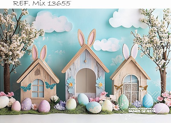 Fundo Fotográfico Sublimado Casinhas com orelhinhas