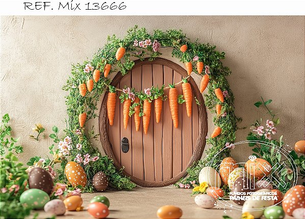 Fundo Fotográfico Cenário Toca Coelho Cenourinhas