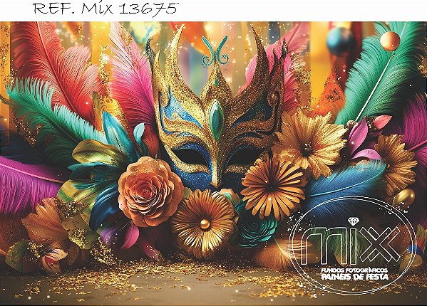 Fundo Fotográfico Máscara Carnaval Flores