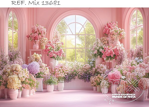 Fundo Fotográfico Sublimado Flores fundo Rosa