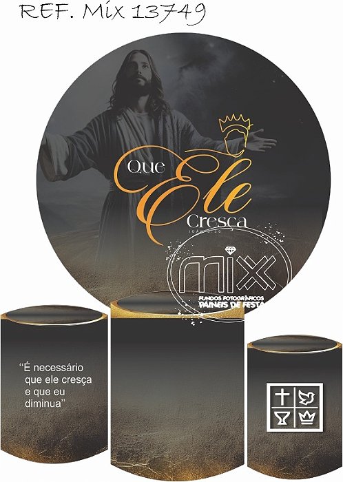 Kit Painel Redondo Sublimado Que Ele cresça + Trio de Cilindros Veste Fácil