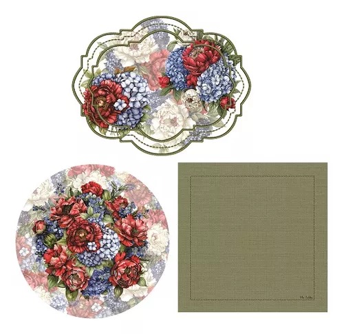 Kit 6 Supla+ Guardanapo+ Jogo Americano Decoração Mesa Posta Floral
