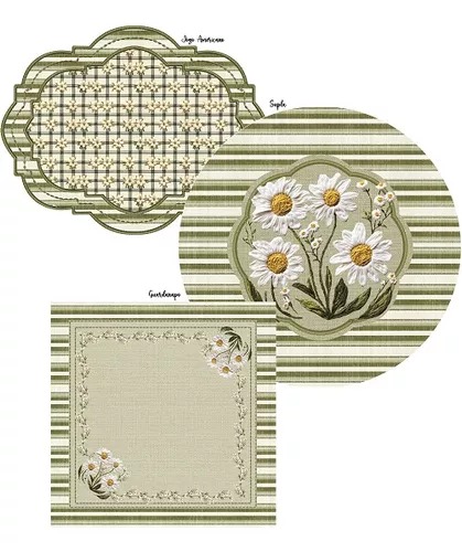 Kit 6 Supla+ Guardanapo+ Jogo Americano Decoração Mesa Posta Margarida R$ 169