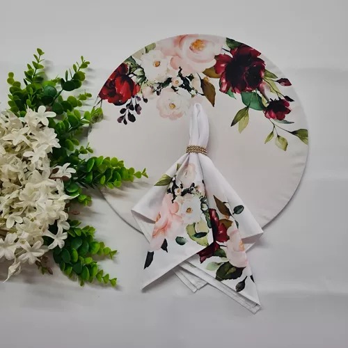 Suplat 8 Capas + 8 Bases Mdf + 8 Guardanapos Floral Estampa 6