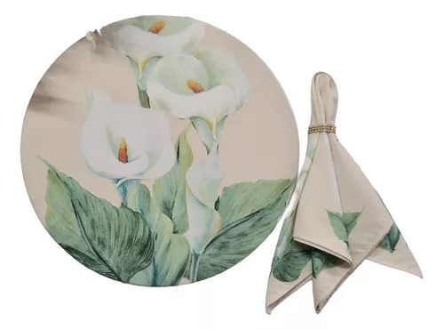 Suplat 8 Capas + 8 Bases Mdf + 8 Guardanapos Floral Estampa 7