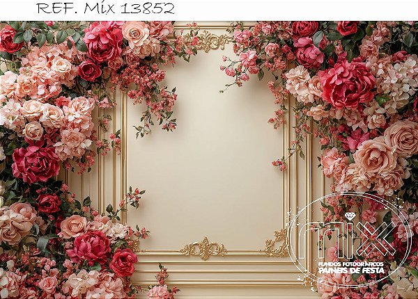 Fundo Fotográfico Boiserie Flores