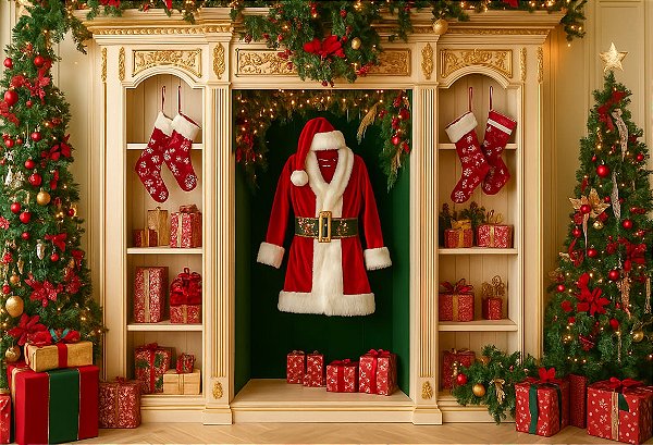 Fundo Fotográfico Guarda Roupa Papai Noel