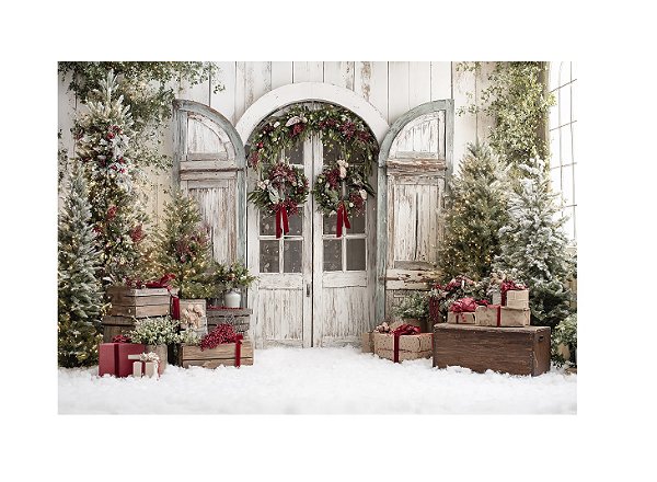 Fundo Fotográfico Porta Guirlanda Natal Branca