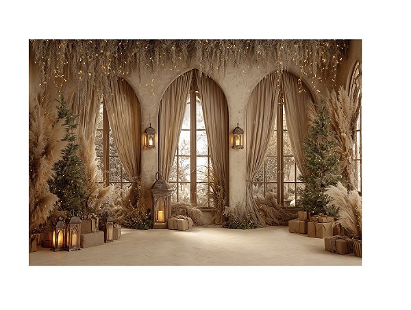 Fundo Fotográfico Janela Luzes de Natal